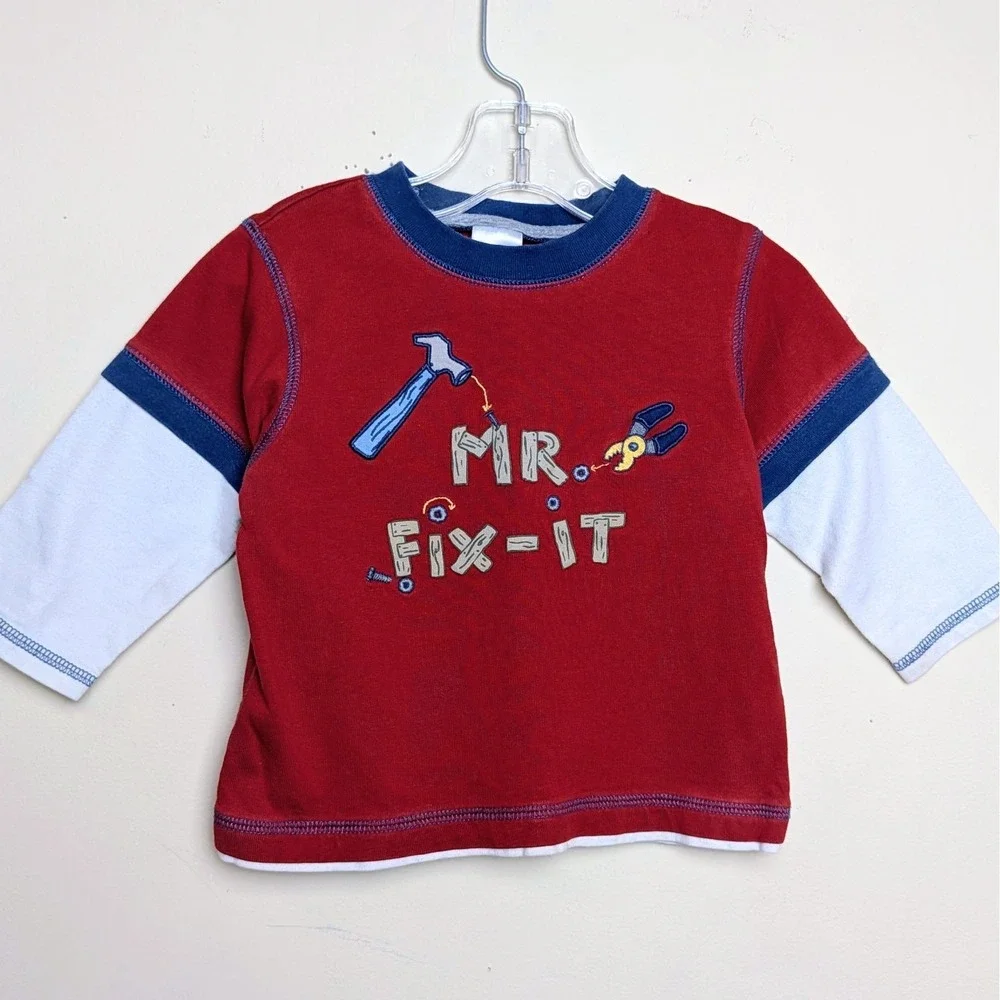 Vintage Gymboree Mr. Fix It Tools Y2K 2006 Long Sleeve Shirt Size 12-18 Months